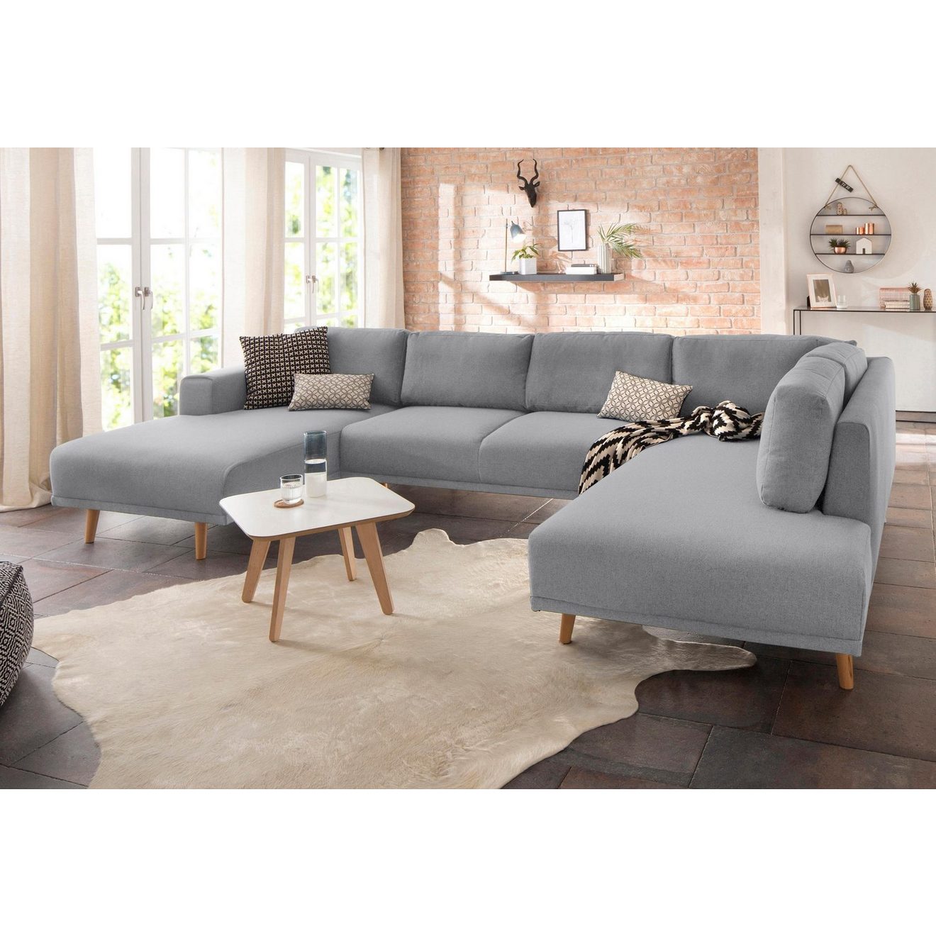 Home affaire Zithoek Lasse U-vorm in scandinavische stijl met houten poten