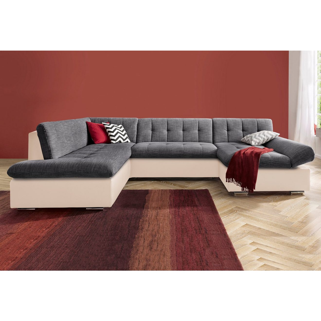 TRENDMANUFAKTUR Zithoek Reggae modern en comfortabel, actuele materiaalcombinatie, U-vorm