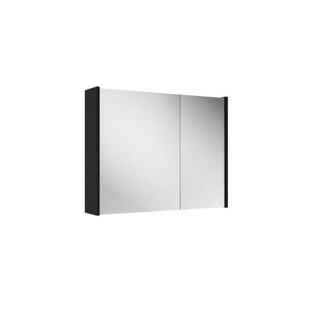 Adema Spiegelkast - 80x63x16cm - inclusief zijpanelen - mat zwart SW1212816/SW812071