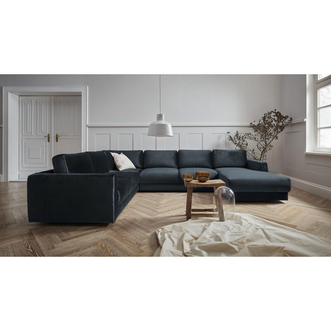 Andas Zithoek Hobro U-vorm in 3 stofkwaliteiten in vele kleuren, design by morten georgsen