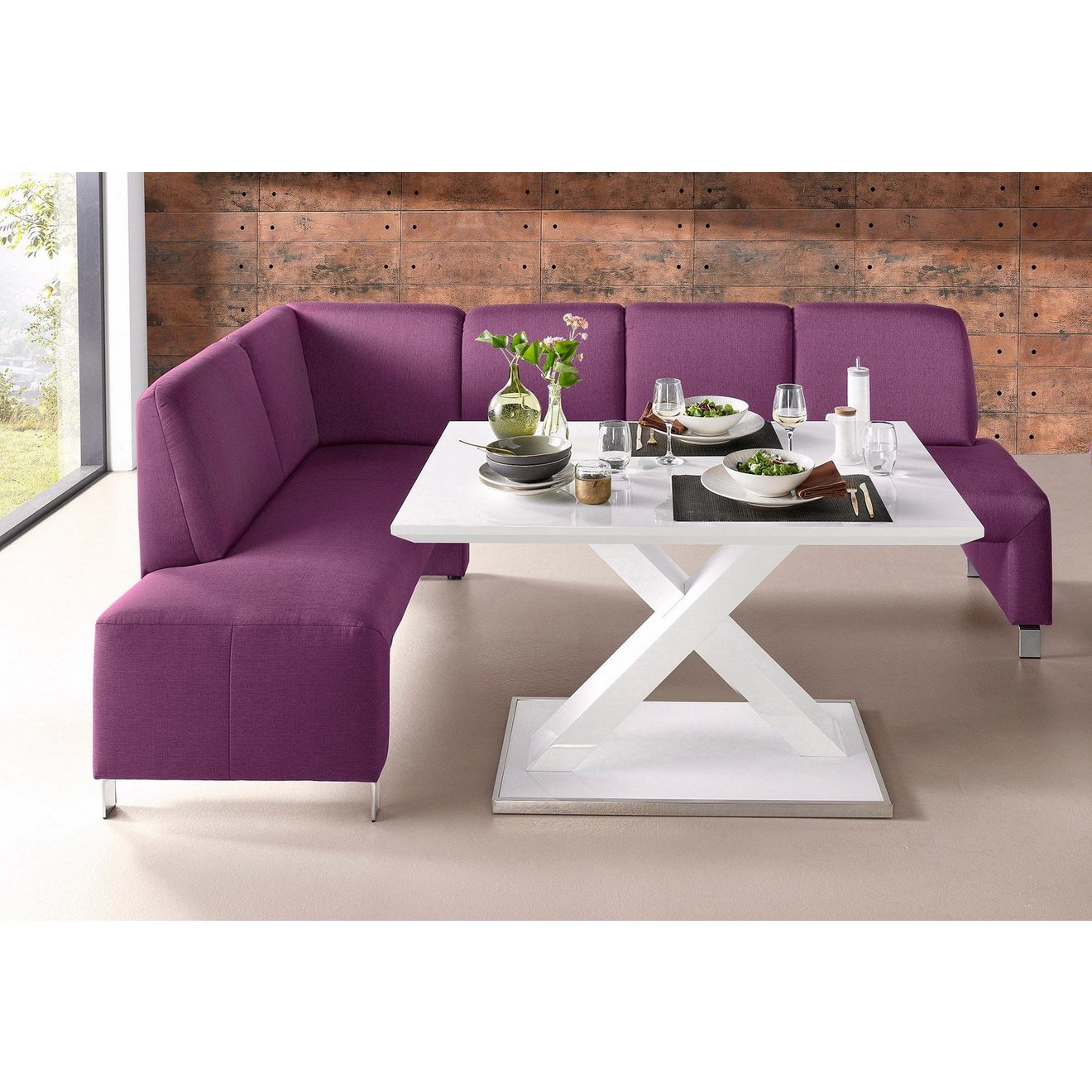 Exxpo - sofa fashion Hoekbank Intenso, veel bekledingsstoffen Cord, leer, structuur 244/157 cm (B/D)