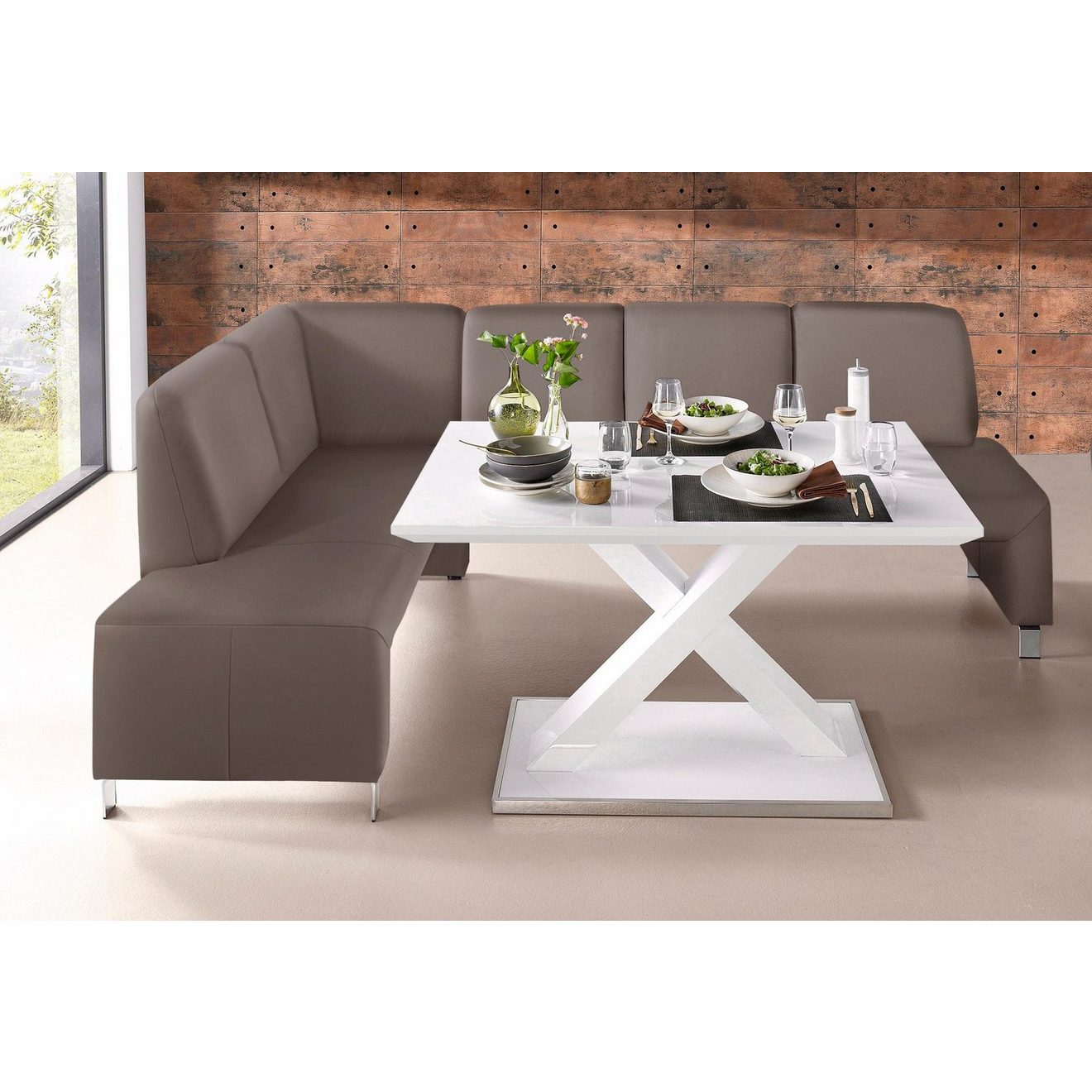 Exxpo - sofa fashion Hoekbank Intenso, veel bekledingsstoffen Cord, leer, structuur 244/157 cm (B/D)