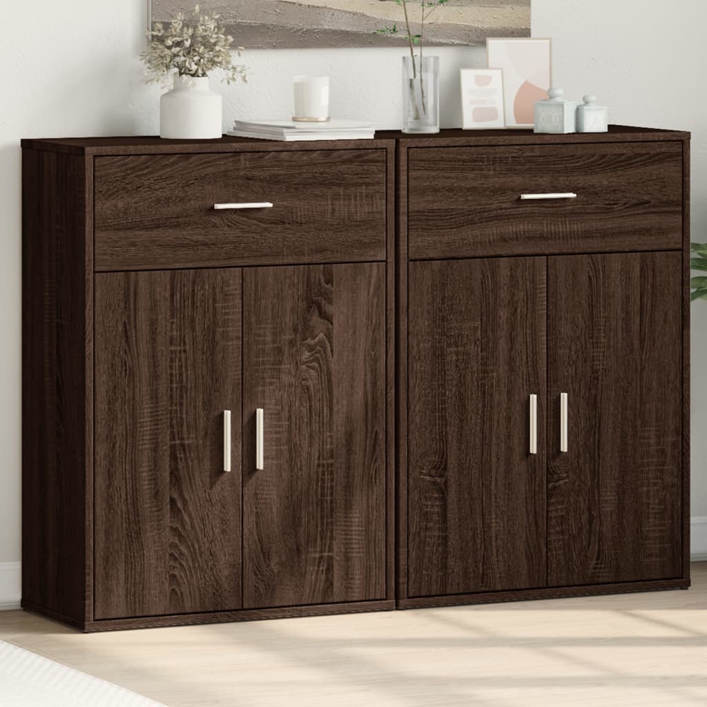 VidaXL Dressoirs 2 st 60x30x84 cm bewerkt hout bruin eikenkleurig