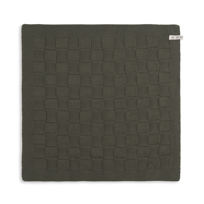Knit Factory  gebreide keukendoek blok - khaki