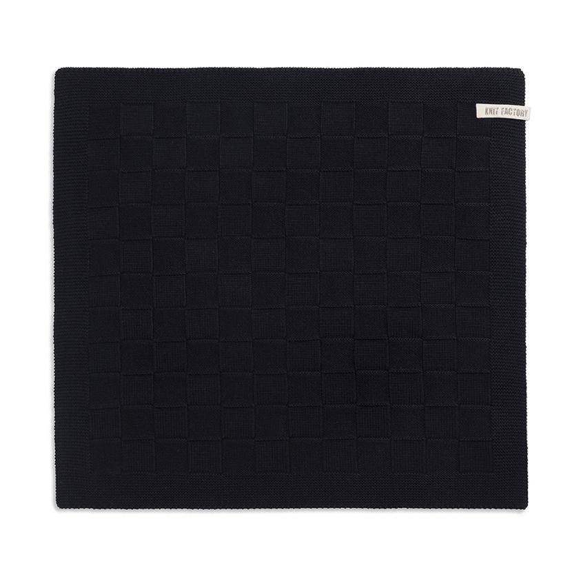 Knit Factory  gebreide keukendoek blok - zwart