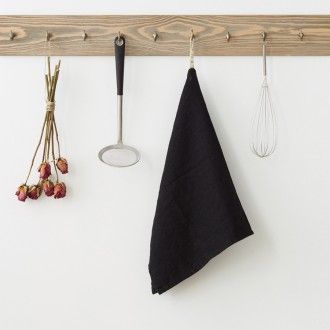 Linen Tales  linnen theedoek black - 45 x 65 cm.