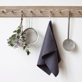 Linen Tales  linnen theedoek - dark grey - 45 x 65 cm