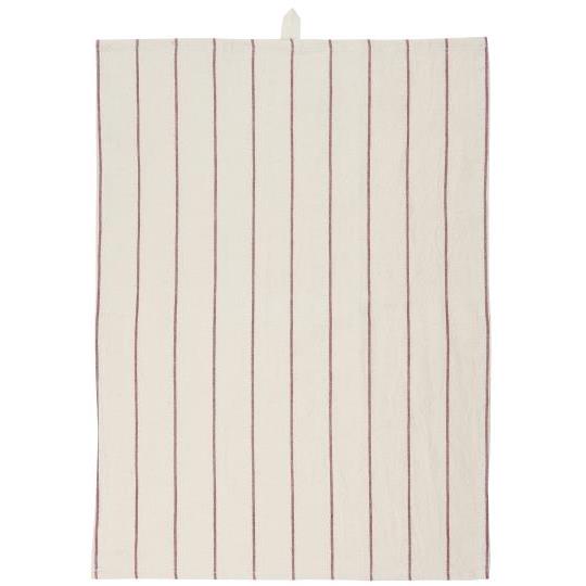 IB Laursen  theedoek Lea - streep naturel/rood - 50 x 70 cm