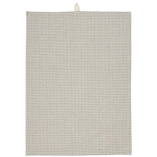 IB Laursen  theedoek Huxi - ruitjes naturel/blauw - 50 x 70 cm