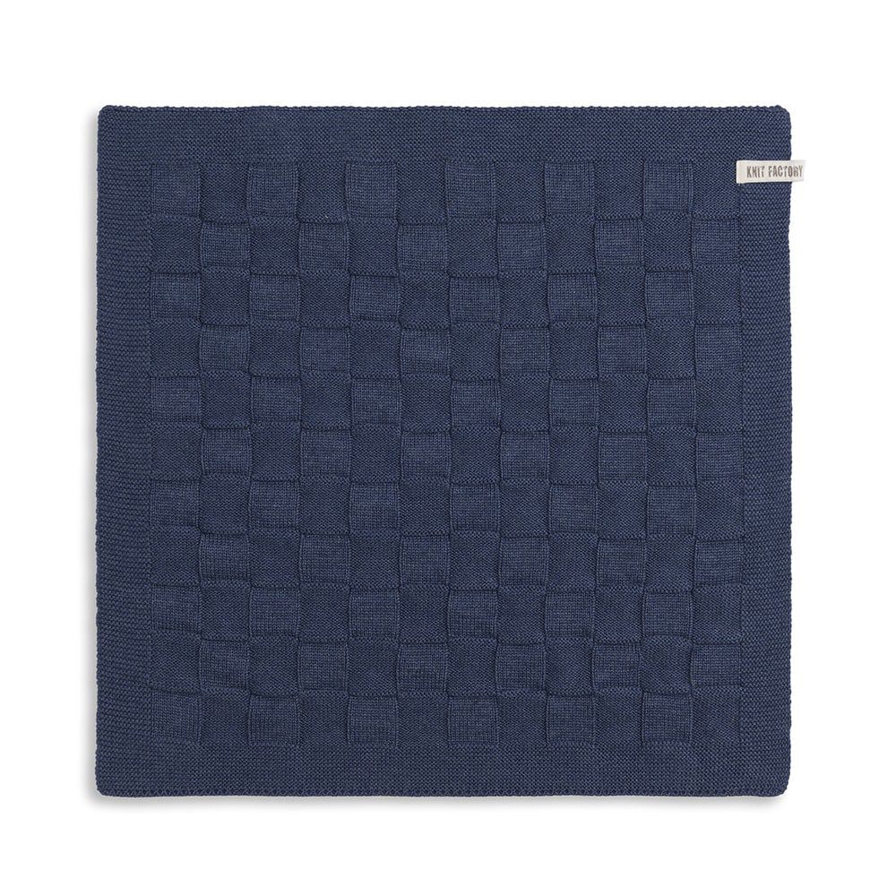 Knit Factory  gebreide keukendoek blok - jeans