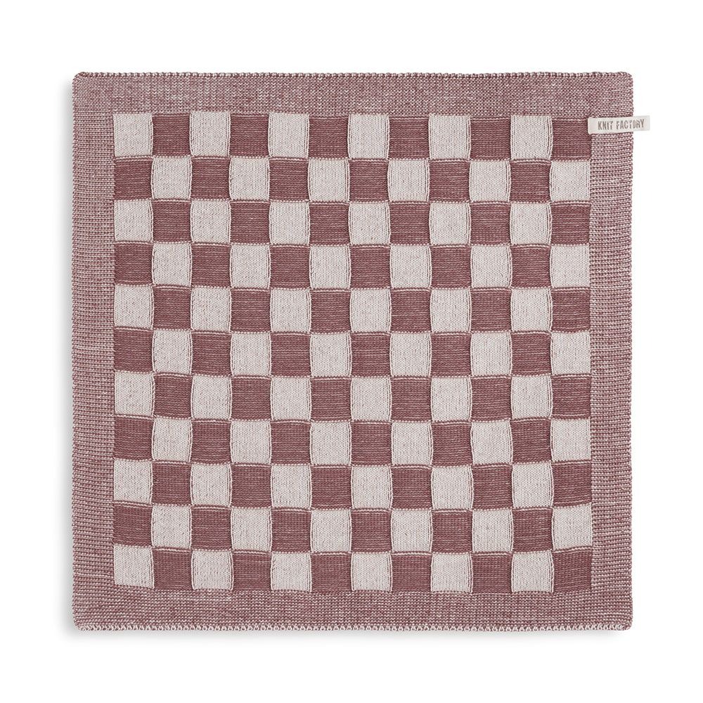 Knit Factory  gebreide keukendoek geruit - steenrood/ecru