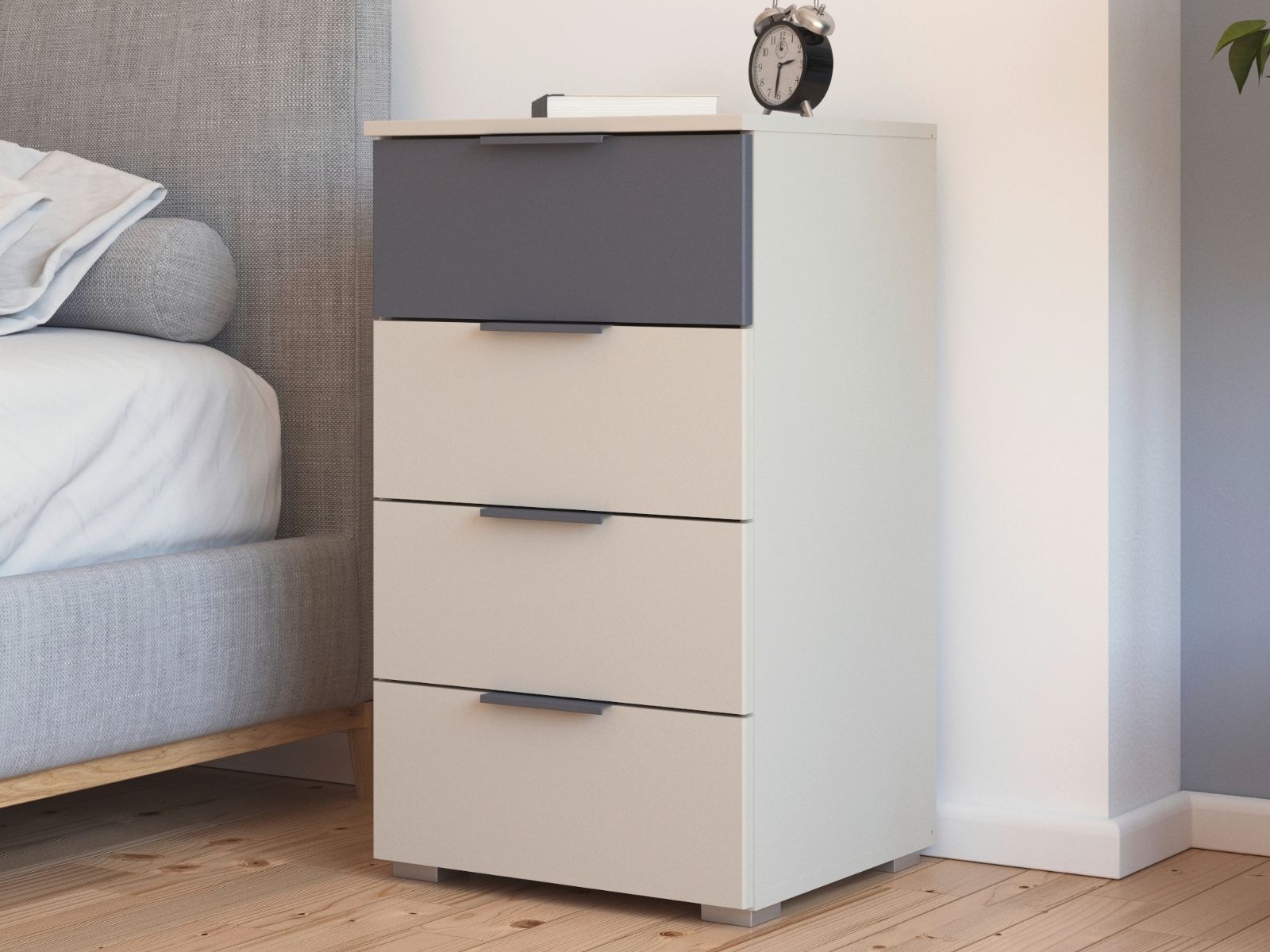 Mobistoxx Commode SAJORIS 4 lades kasjmier/metaalgrijs