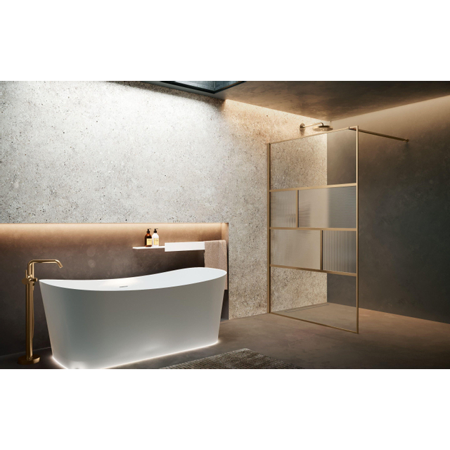 Novellini H art Inloopdouche - 80x200cm - Ribbelglas linea 1 - Brushed bronze (brons) harthc80-92q