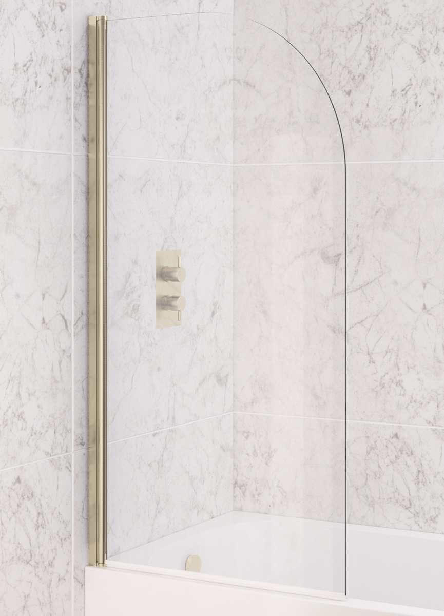 Eastbrook Designer badwand met ronde hoek 80x140cm messing geborsteld