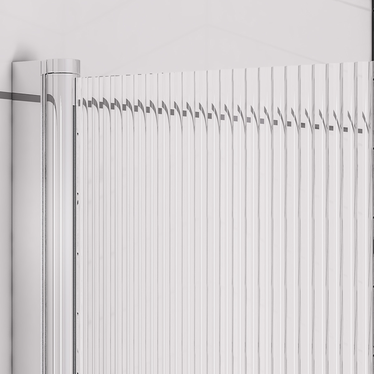 Eastbrook Fluted badwand met ribbelglas 80x140cm links chroom