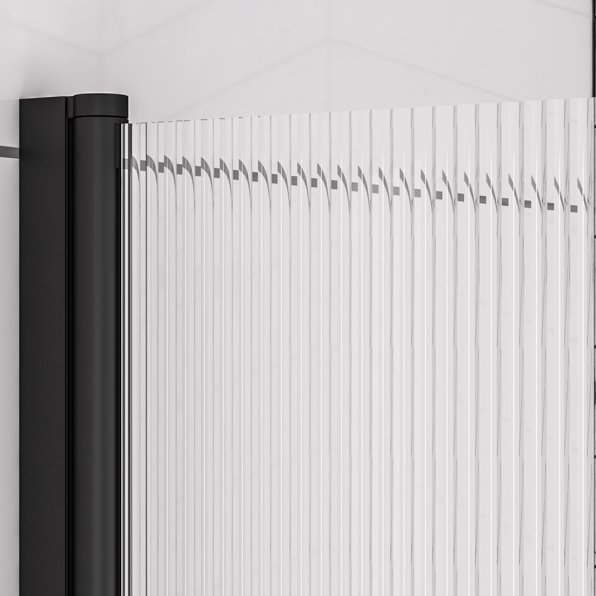 Eastbrook Fluted badwand met ribbelglas 80x140cm links zwart mat