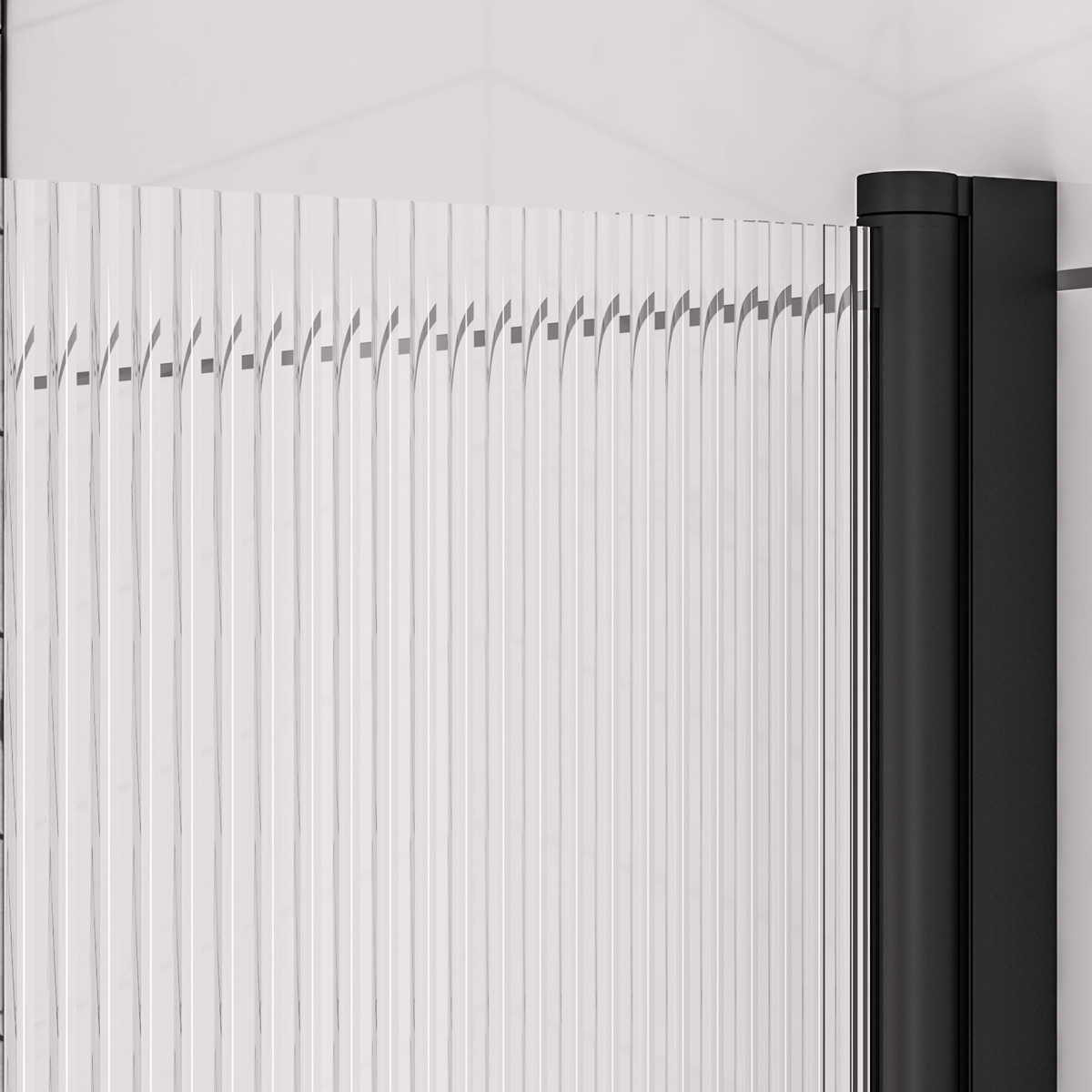 Eastbrook Fluted badwand met ribbelglas 80x140cm rechts zwart mat