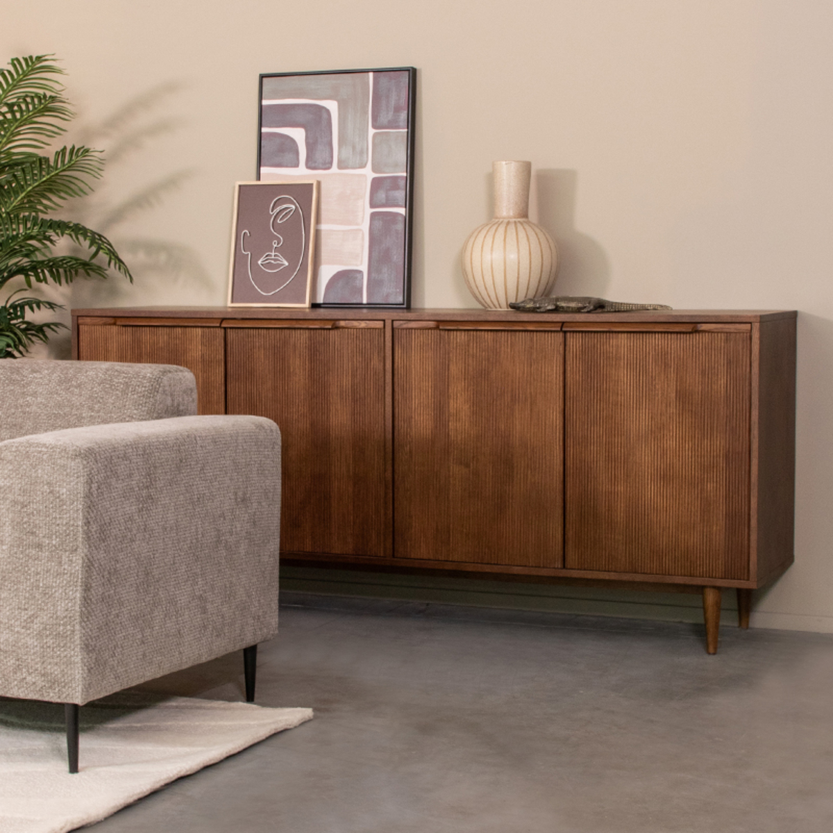 Het Steigerhouthuis LABEL51 Dressoir Jule - Walnoot - Eiken - Dressoir