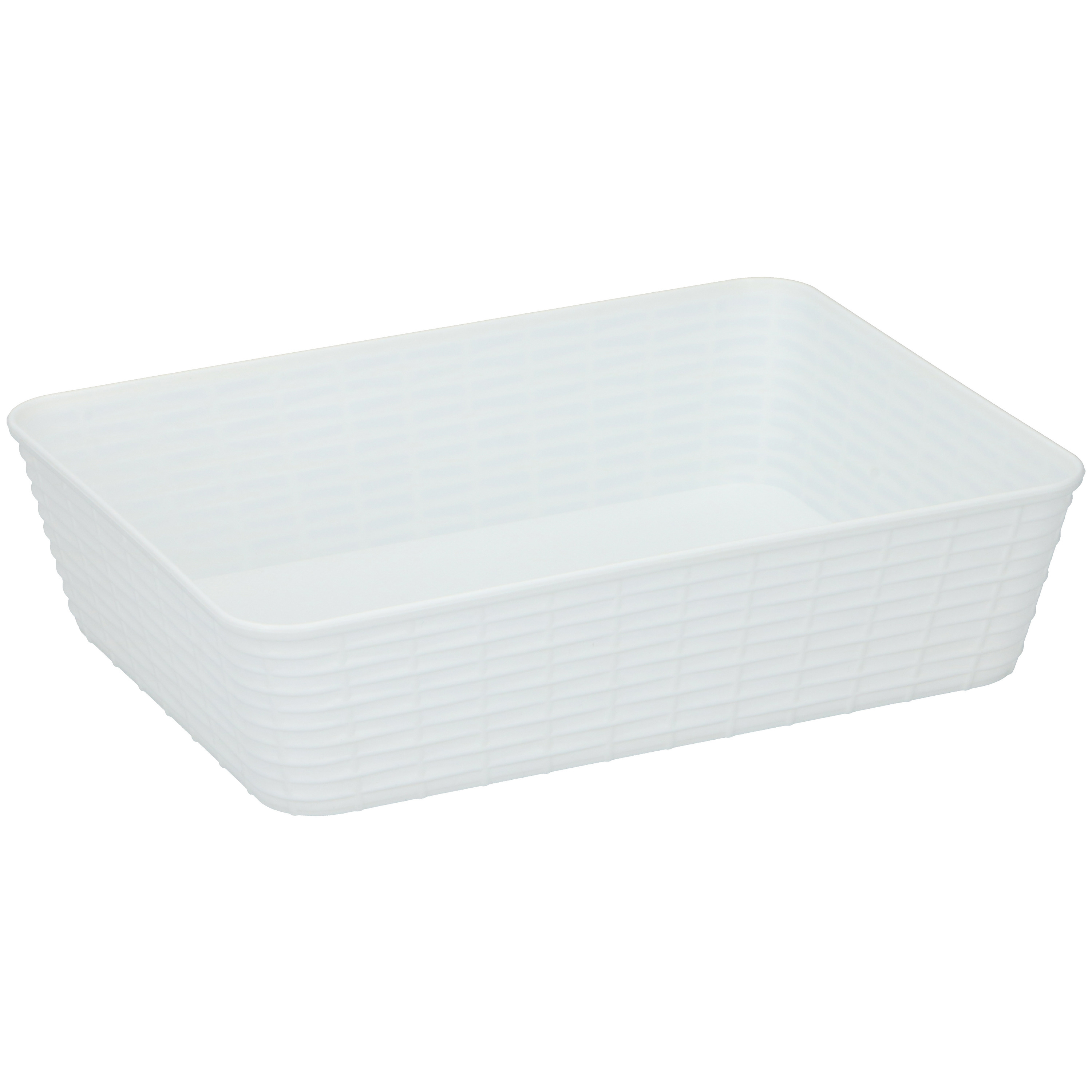 Merkloos 6x Kunststof opbergmandjes wit 25 x 19 x 6 cm -