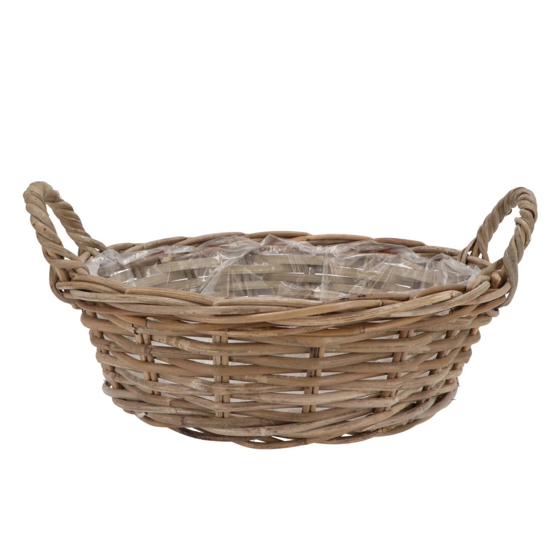 DK Design Plantenmand/aardappelmand tafelmodel - Ivy - met handvatten - rotan - B30 x H13 cm - binnen/buiten -