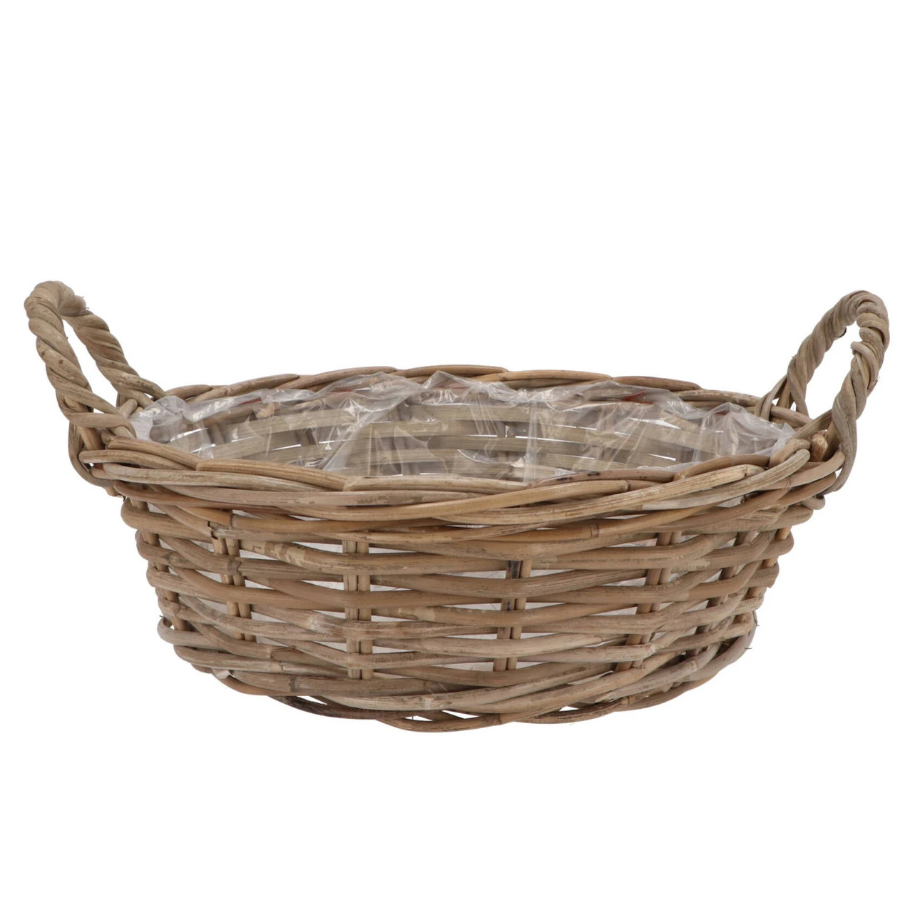 DK Design Plantenmand/aardappelmand tafelmodel - Ivy - met handvatten - rotan - B35 x H13 cm - binnen/buiten -
