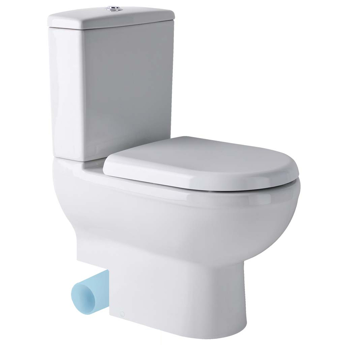 Eastbrook Dura Comfort toiletpot met vortex spoeling back to wall met aansluiting rechts wit glans