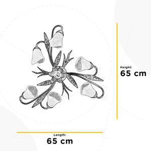 ONLI Deckenleuchte Alga, 6-flammig, Eisen, Glas, Florentiner