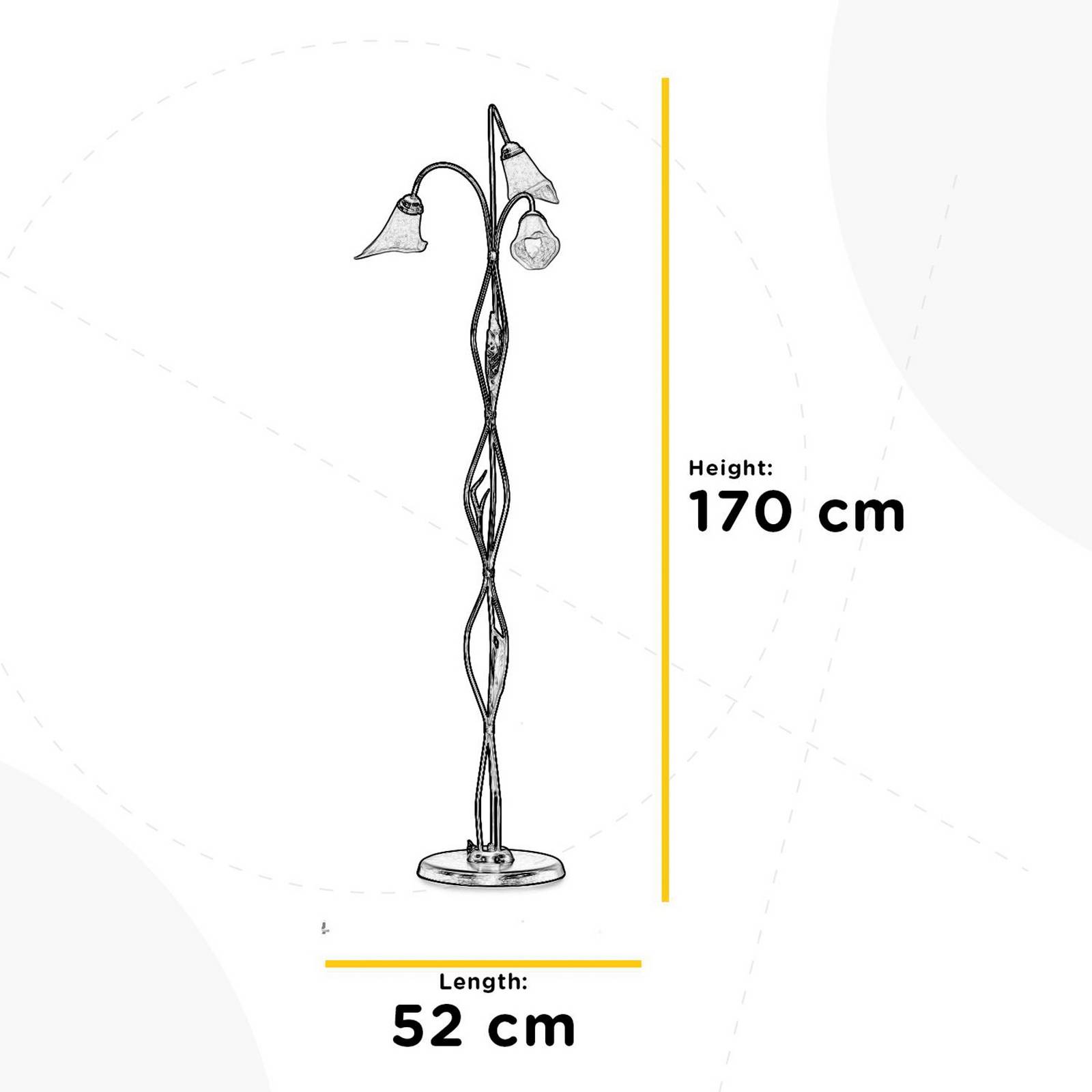 ONLI Vloerlamp Alga, 3-lamps, ijzer, glas, Florentijn