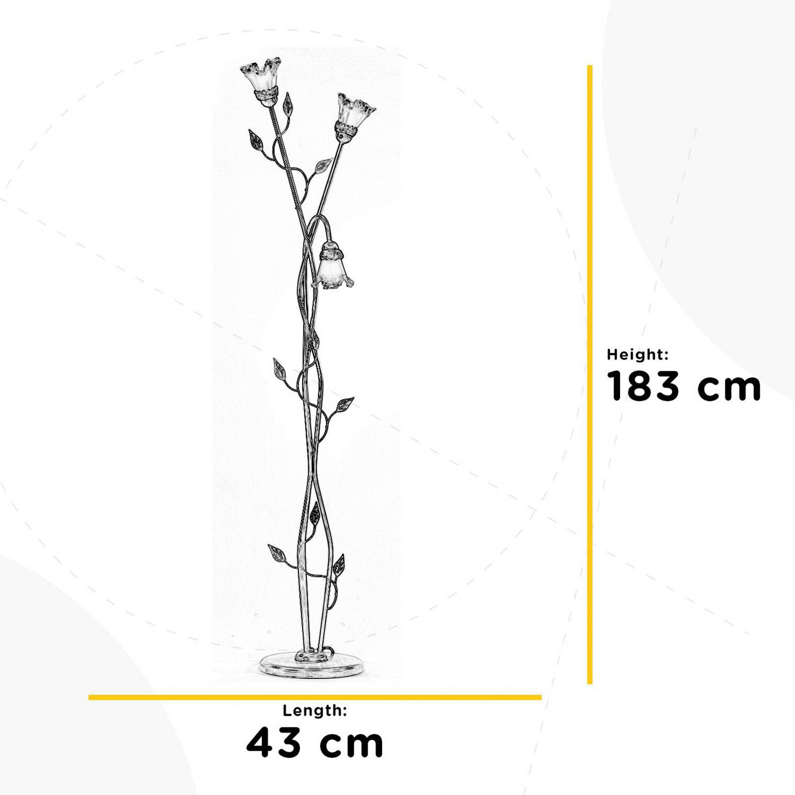 ONLI Lancia vloerlamp, ivoorkleurig, 3-lamps, ijzer, glas