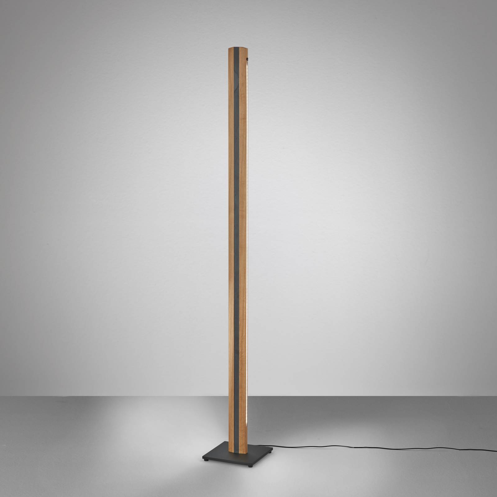 Quitani Elis LED vloerlamp, eiken/zwart