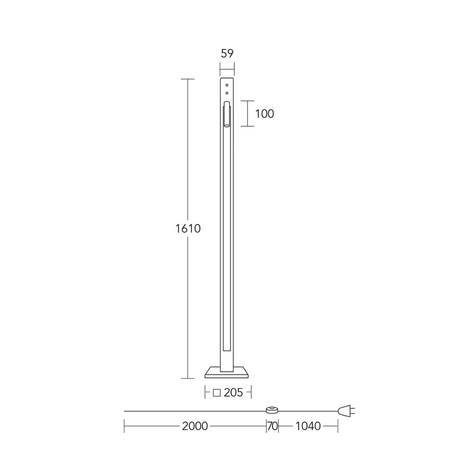 HerzBlut LED vloerlamp Karl G, hout/graniet, leeslampje