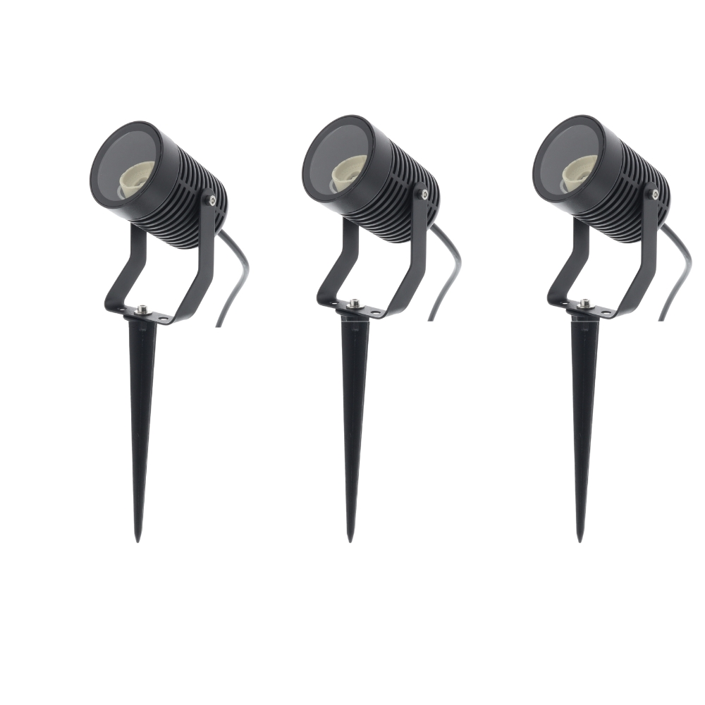 Letsleds Set 3x LED tuinspot prikspot armatuur GU10 ZWART 220/230Volt IP65