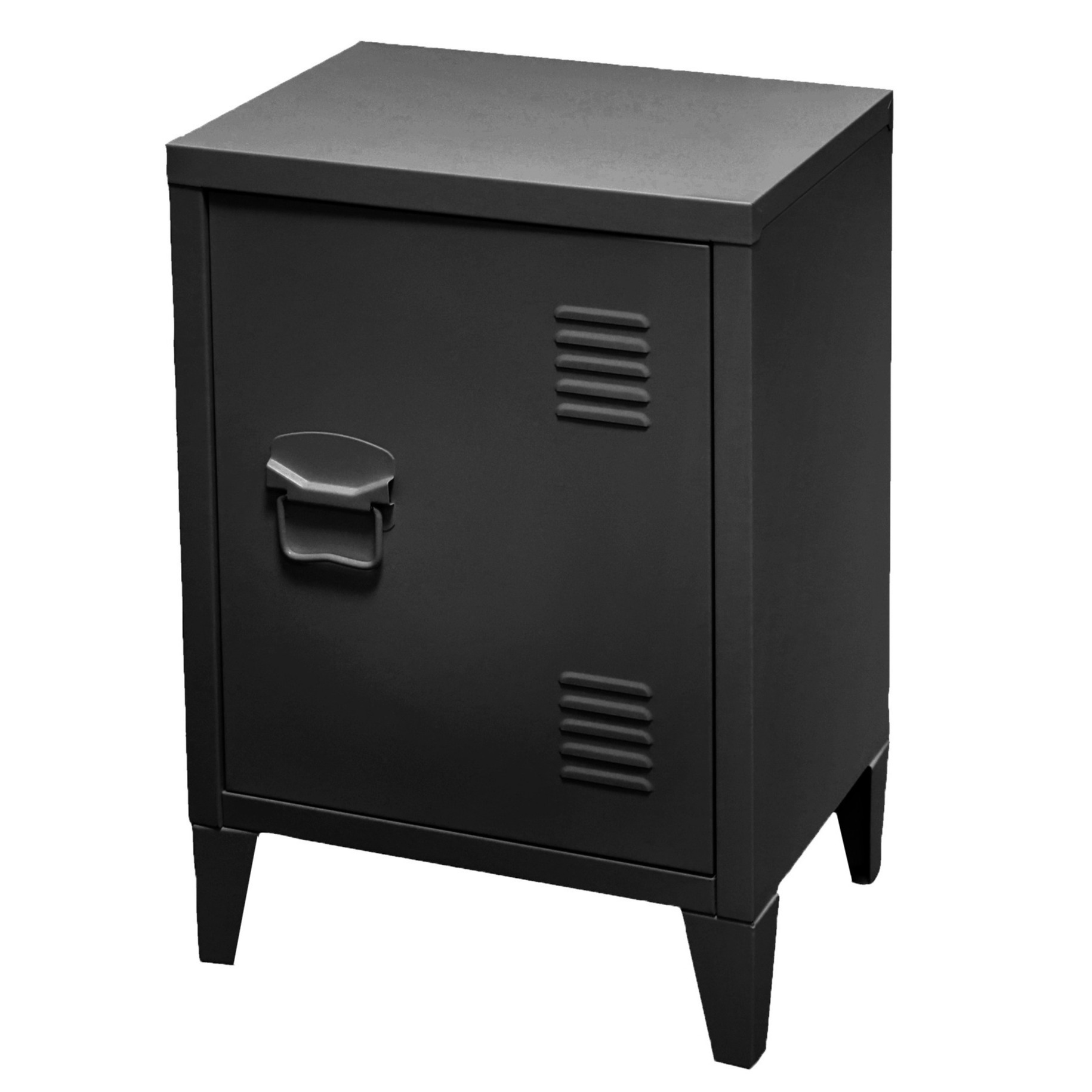 Urban Living Nachtkastje Locker - industrieel - zwart - metaal - met deurtje - x 30 x 57 cm -
