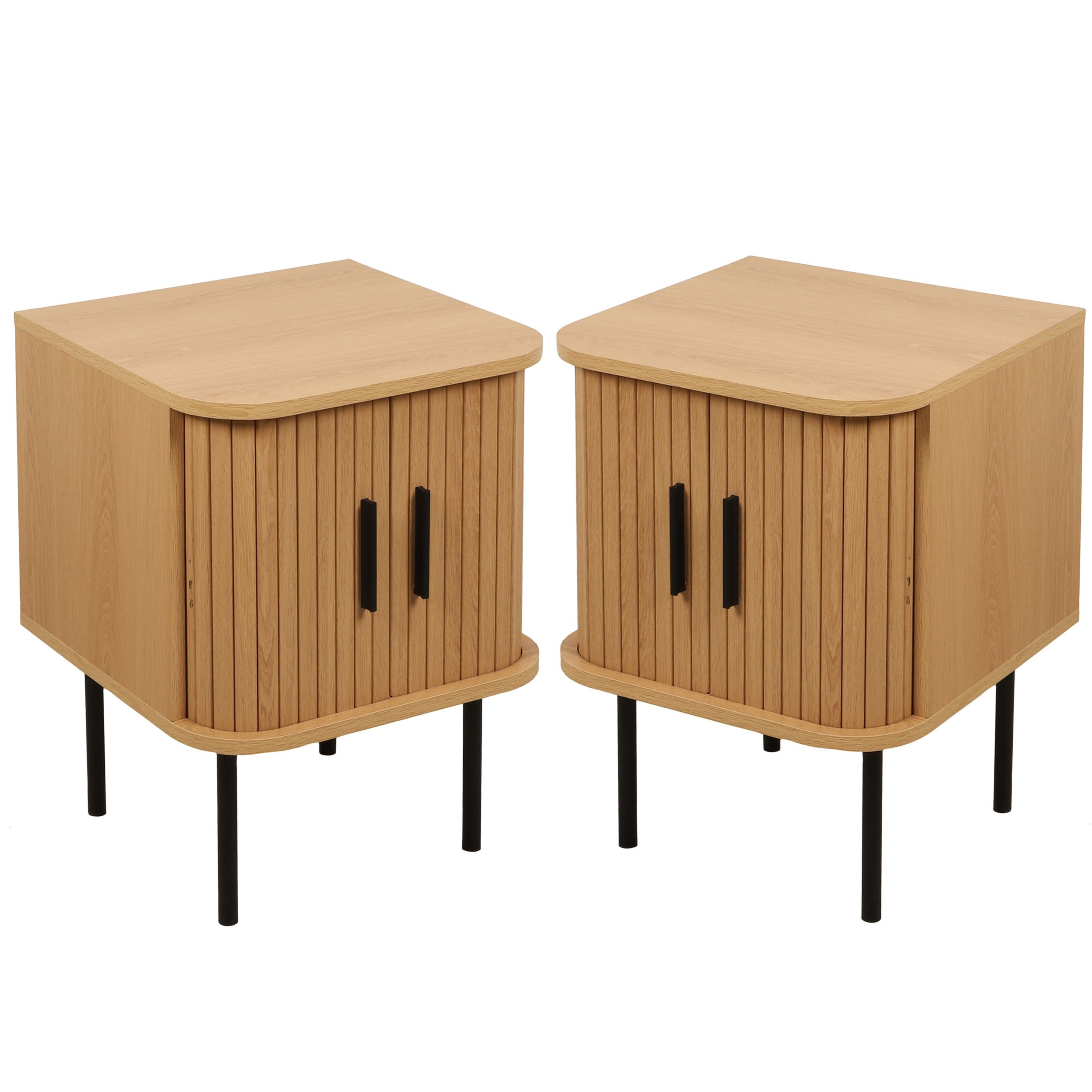 Urban Living Nachtkastje New York - 2x - hout - met schuifdeurtjes - x x 53 cm -