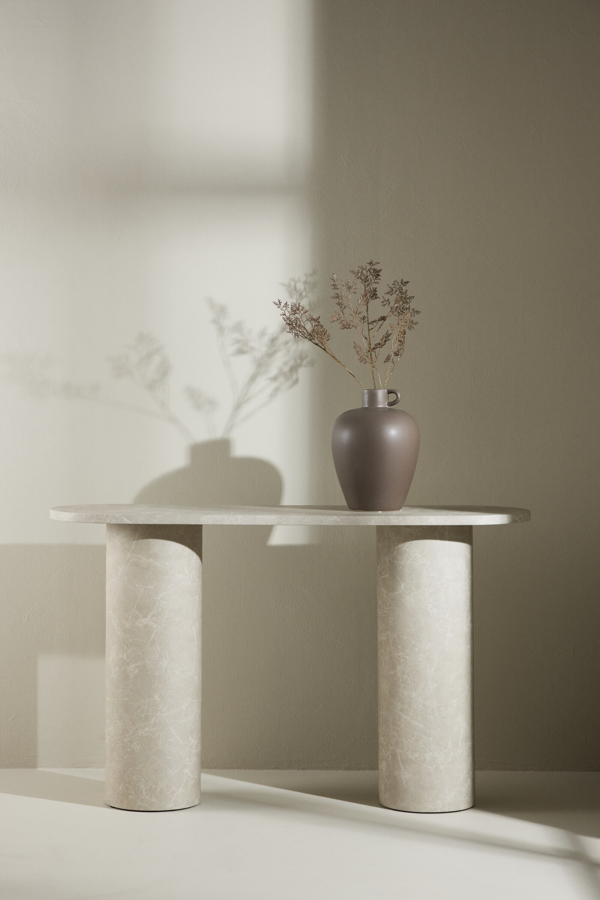 Nohr Ovale Sidetable Shundrika Marmerlook, 130cm - Beige - Ovaal