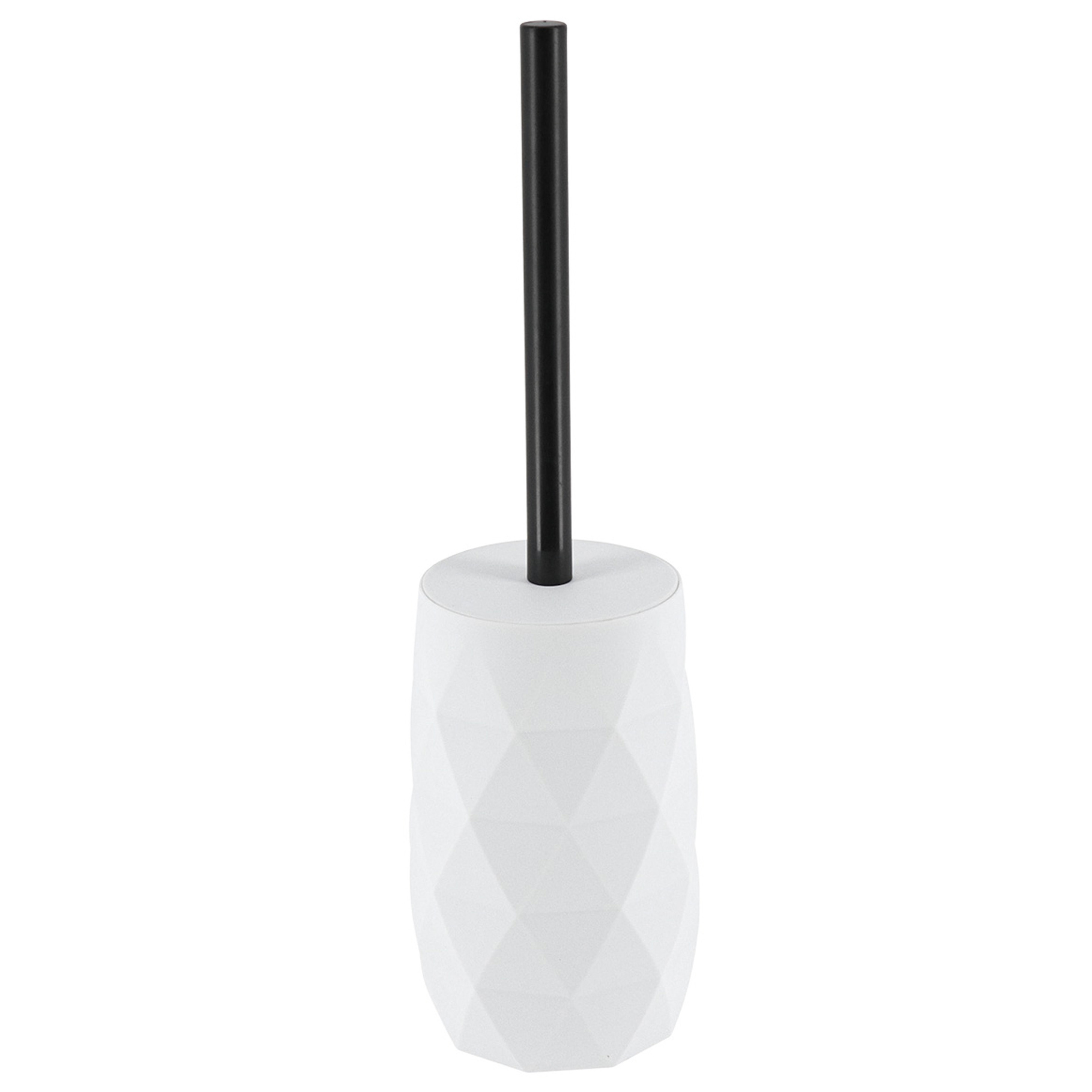 Tendance WC/toiletborstel in houder Diamond - wit - 8 x cm -