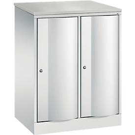C und P C+P Garderobekast Resisto, 2 vakken, 2 legplanken, B 772 x D 540 x H 1077 mm, lichtgrijs