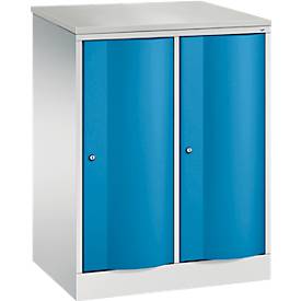C und P C+P Garderobekast Resisto, 2 vakken, 2 legplanken, B 772 x D 540 x H 1077 mm, lichtgrijs/lichtblauw