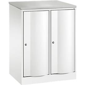 C und P C+P Garderobekast Resisto, 2 vakken, 2 legborden, B 772 x D 540 x H 1077 mm, verkeerswit