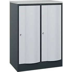 C und P C+P Garderobekast Resisto, 2 vakken, 2 legborden, B 772 x D 540 x H 1077 mm, antracietgrijs/lichtgrijs