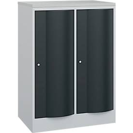 C und P C+P Garderobekast Resisto, 2 vakken, 2 legborden, B 772 x D 540 x H 1077 mm, lichtgrijs/antracietgrijs