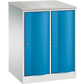 C und P C+P Garderobekast Resisto, 2 vakken, 2 legplanken, B 772 x D 640 x H 1077 mm, lichtgrijs/lichtblauw