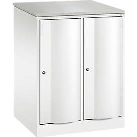 C und P C+P Garderobekast Resisto, 2 vakken, 2 legborden, B 772 x D 640 x H 1077 mm, verkeerswit