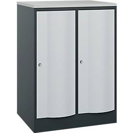 C und P C+P Garderobekast Resisto, 2 vakken, 2 legborden, B 772 x D 640 x H 1077 mm, antracietgrijs/lichtgrijs