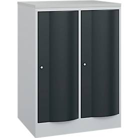C und P C+P Garderobekast Resisto, 2 vakken, 2 legborden, B 772 x D 640 x H 1077 mm, lichtgrijs/antracietgrijs