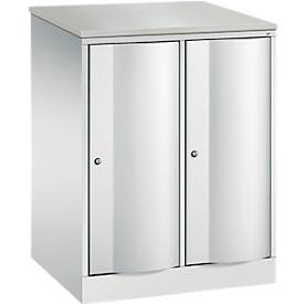 C und P C+P Garderobekast Resisto, 2 vakken, 2 legborden, B 772 x D 640 x H 1077 mm, lichtgrijs