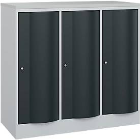 C und P C+P Garderobekast Resisto, 3 vakken, 3 legborden, B 1148 x D 540 x H 1077 mm, lichtgrijs/antracietgrijs