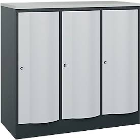 C und P C+P Garderobekast Resisto, 3 vakken, 3 legborden, B 1148 x D 540 x H 1077 mm, antracietgrijs/lichtgrijs