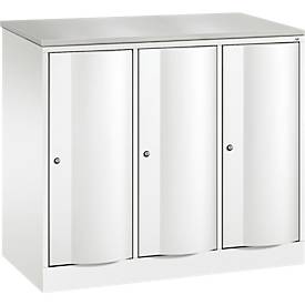 C und P C+P Garderobekast Resisto, 3 vakken, 3 legborden, B 1148 x D 540 x H 1077 mm, verkeerswit