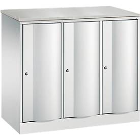 C und P C+P Garderobekast Resisto, 3 vakken, 3 legplanken, B 1148 x D 540 x H 1077 mm, lichtgrijs